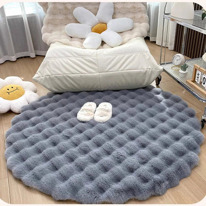 Tapis Doux Rond Nordique Moelleux et Ultra Doux Rugs Electro Paris Gris 80X80CM