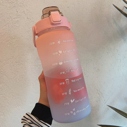 Bouteille D’eau Motivée 2L Écologique Avec Couvercle Anti-Fuite Et Système De Seringue Intégré Water Bottles Electro Paris Nourriture Rose Bleu