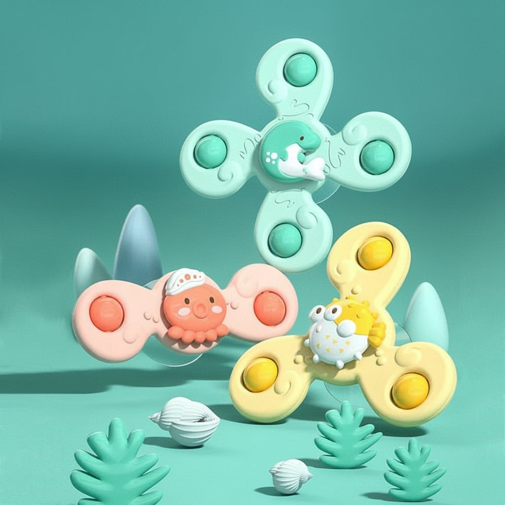 Jouet Tournant À Ventouse Pour Bébé Avec Cloches Et Formes D’Animaux – Lot De 3 Toys & Games Electro Paris