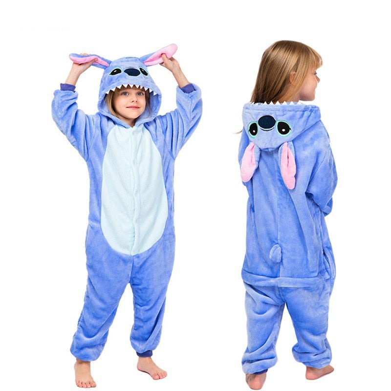 Onesie Enfant Stitch En Flanelle Douce Avec Capuche Et Détails Amusants Costumes Electro Paris