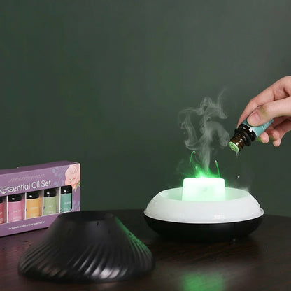 Diffuseur D’Huiles Essentielles Volcanique Avec Lampe À Flamme Colorée Et Humidificateur USB 130ml Humidifier Electro Paris
