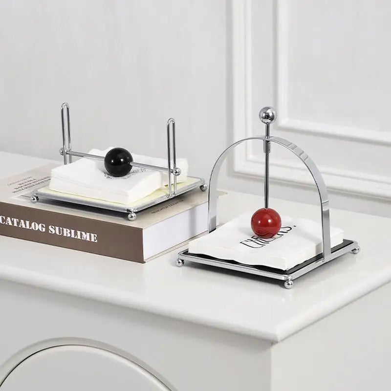 Porte-Serviettes Avec Boule En Bois Et Acier Inoxydable Pour Cuisine Et Table Élégante Napkin Holder Electro Paris