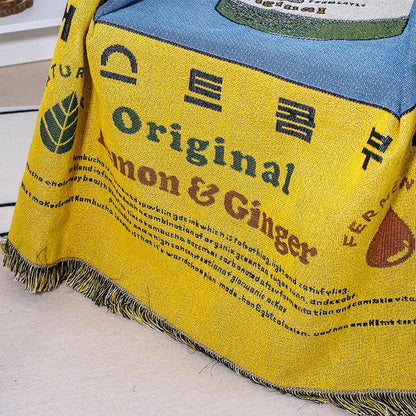 Couverture Rétro Avec Motif Kombucha Pour Salon Confortable, Canapé Et Ambiance Fun Throw Blankets Electro Paris