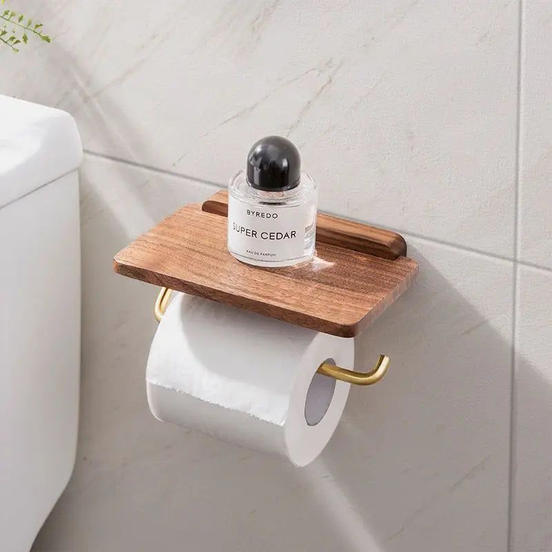 Porte-Rouleau De Papier Toilette Mural En Noyer Avec Étagère Intégrée Pour Salle De Bain Moderne Et Pratique Tissue Holders Electro Paris