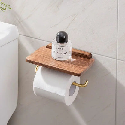 Porte-Rouleau De Papier Toilette Mural En Noyer Avec Étagère Intégrée Pour Salle De Bain Moderne Et Pratique Tissue Holders Electro Paris