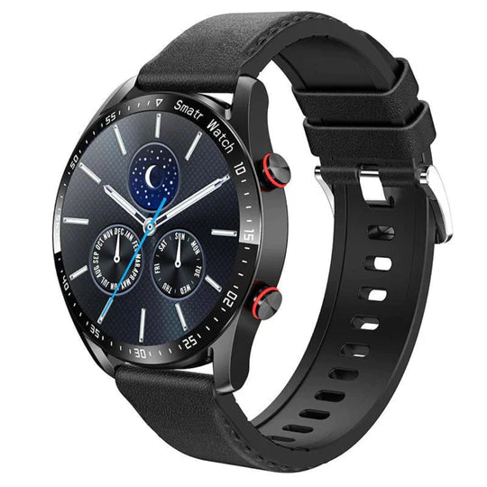 Montre Intelligente Connectée Multifonctionnelle Avec Suivi De Santé Et Appels Bluetooth Smartwatch Classic Electro Paris Noir Cuir