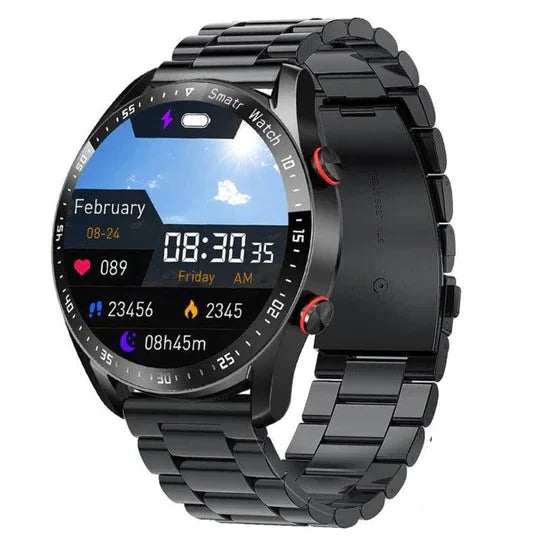 Montre Intelligente Connectée Multifonctionnelle Avec Suivi De Santé Et Appels Bluetooth Smartwatch Classic Electro Paris Noir
