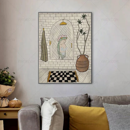 Art Mural En Toile Cartoon Grenouille Pour Décoration De Salle De Bain Et Intérieurs Ludiques Art mural Electro Paris