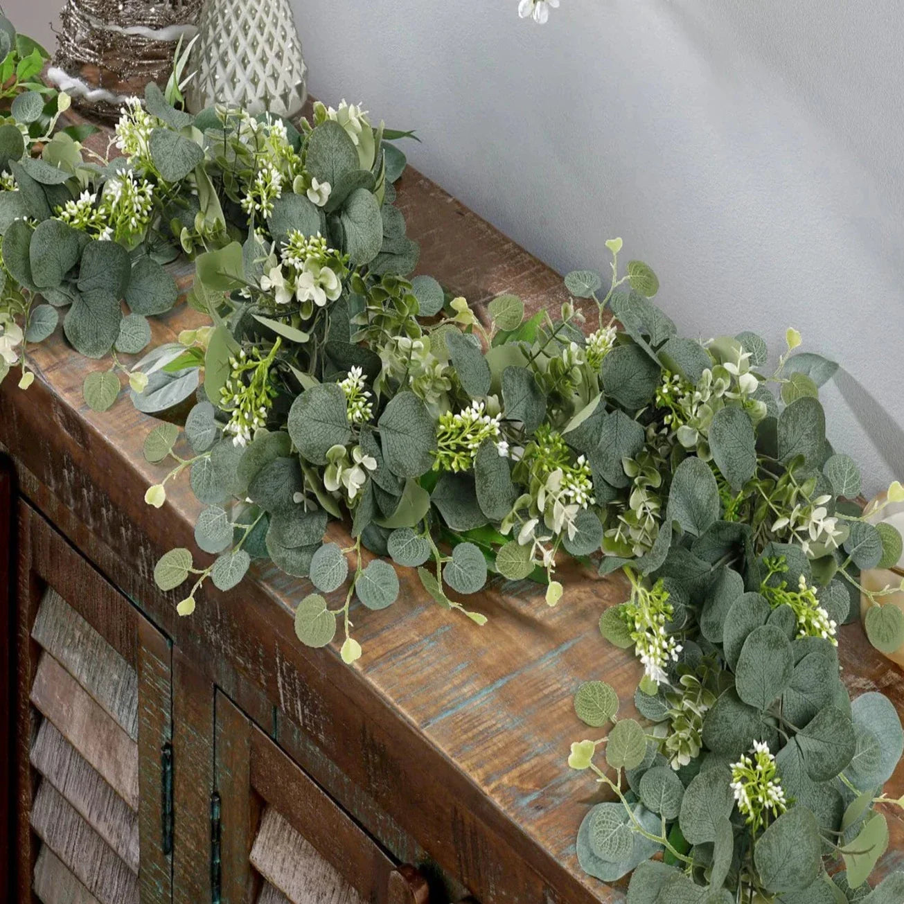 Guirlande D’Eucalyptus Artificielle 2 Pièces Pour Une Décoration Naturelle Et Élégante Artificial plant Electro Paris