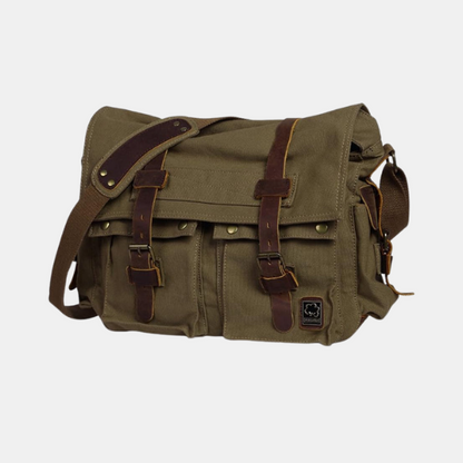 Sac Bandoulière Vintage en Toile pour Homme – Sacoche d'Épaule Militaire pour Ordinateur 17 Pouces Sacs à dos Electro Paris