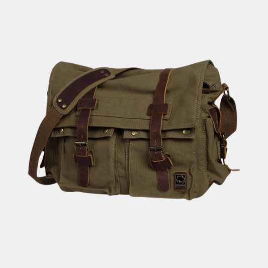 Sac Bandoulière Vintage en Toile pour Homme – Sacoche d'Épaule Militaire pour Ordinateur 17 Pouces Sacs à dos Electro Paris