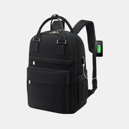 Sac à Dos pour Ordinateur Portable pour Femme avec Port USB – Sac d'École Élégant et Imperméable pour l'Université Sacs à dos Electro Paris noir 14"