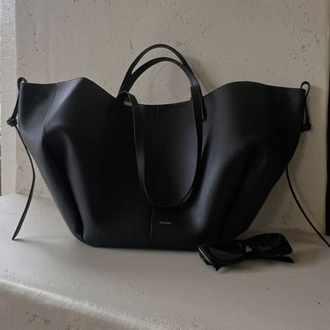 Sac Fourre-Tout Cuir Vintage – Sac Élégant et Spacieux Pour Femmes Sacs à main Electro Paris Noir Moyen