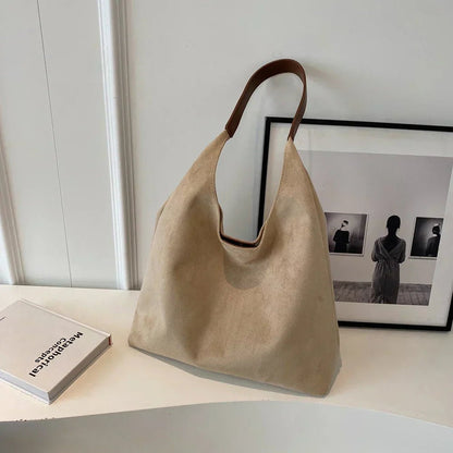 Sac Tote en Daim pour Femmes – Élégant, Spacieux et Confortable avec Bretelles Rembourrées, Idéal pour l'Automne Sacs à main Electro Paris Beige