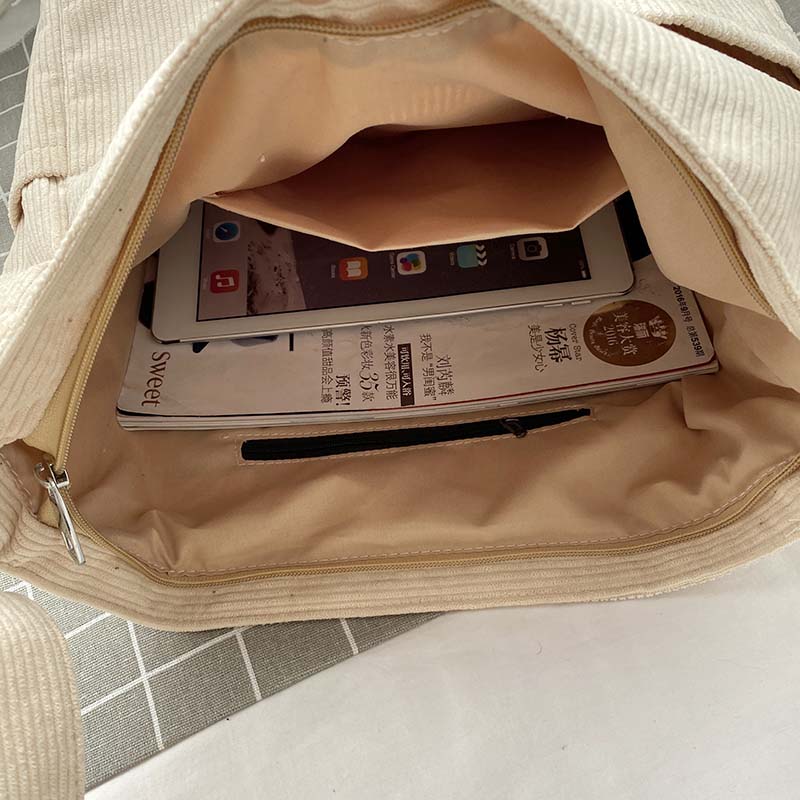 Sac Bandoulière Vintage en Velours Côtelé – Sac d'Épaule en Toile pour l'École et le Travail Sacs à main Electro Paris