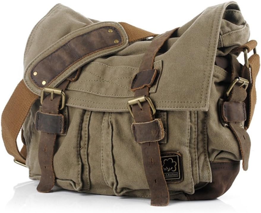 Sac Bandoulière Vintage en Toile pour Homme – Sacoche d'Épaule Militaire pour Ordinateur 17 Pouces Sacs à dos Electro Paris Default