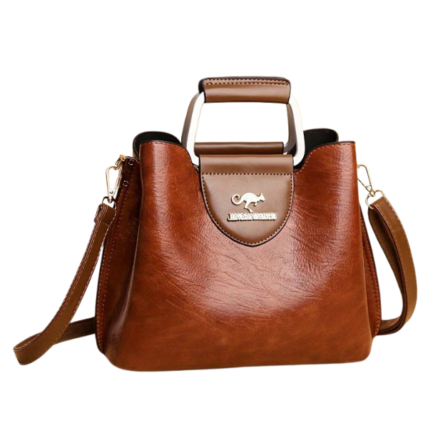 Sac à main en cuir bicolore – Modèle classique noir, rouge et marron Leather Handbag Electro Paris Marron