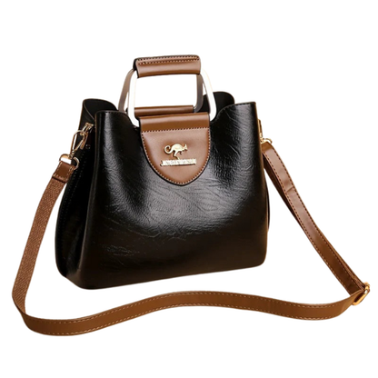 Sac à main en cuir bicolore – Modèle classique noir, rouge et marron Leather Handbag Electro Paris Noir