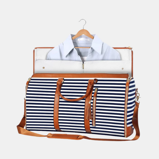 Sac de Voyage 2-en-1 pour Costume – Housse à Vêtements Convertible en Sac Duffel Bagages et accessoires de voyage Electro Paris Rayé bleu