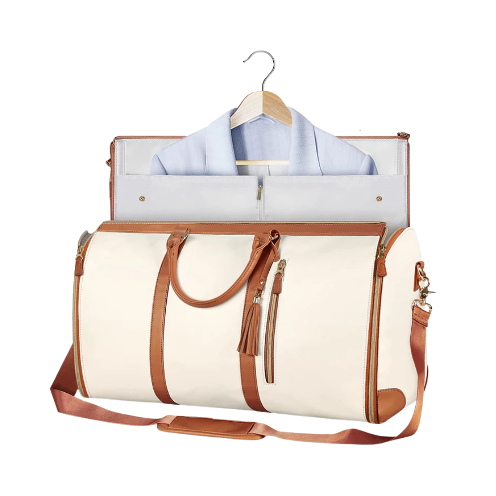 Sac de Voyage 2-en-1 pour Costume – Housse à Vêtements Convertible en Sac Duffel Bagages et accessoires de voyage Electro Paris Beige