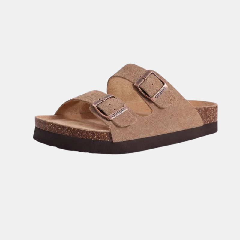 Sandales Femme en Liège avec Double Boucle – Confort Naturel et Soutien Quotidien Sandales orthopédiques Electro Paris Beige 36