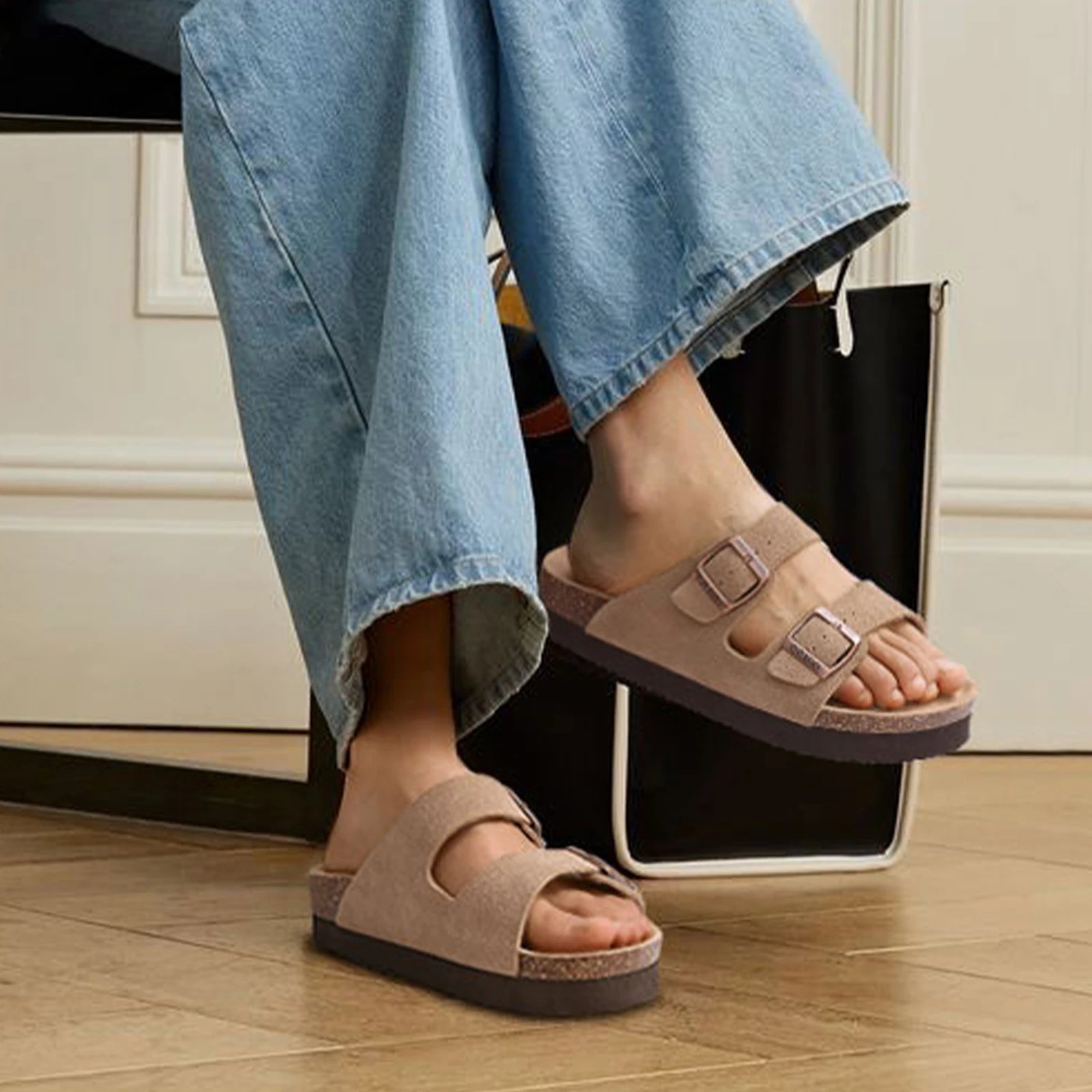 Sandales Femme en Liège avec Double Boucle – Confort Naturel et Soutien Quotidien Sandales orthopédiques Electro Paris