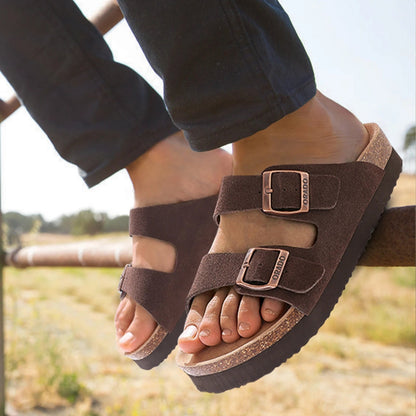 Sandales Femme en Liège avec Double Boucle – Confort Naturel et Soutien Quotidien Sandales orthopédiques Electro Paris