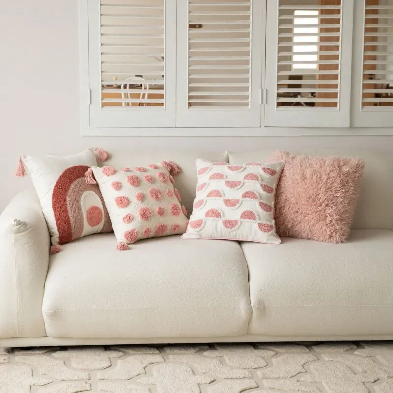 Taie D’oreiller Brodée Avec Motif Géométrique Et Boucle Tuftée Pour Décoration Élégante Pillow cover Electro Paris