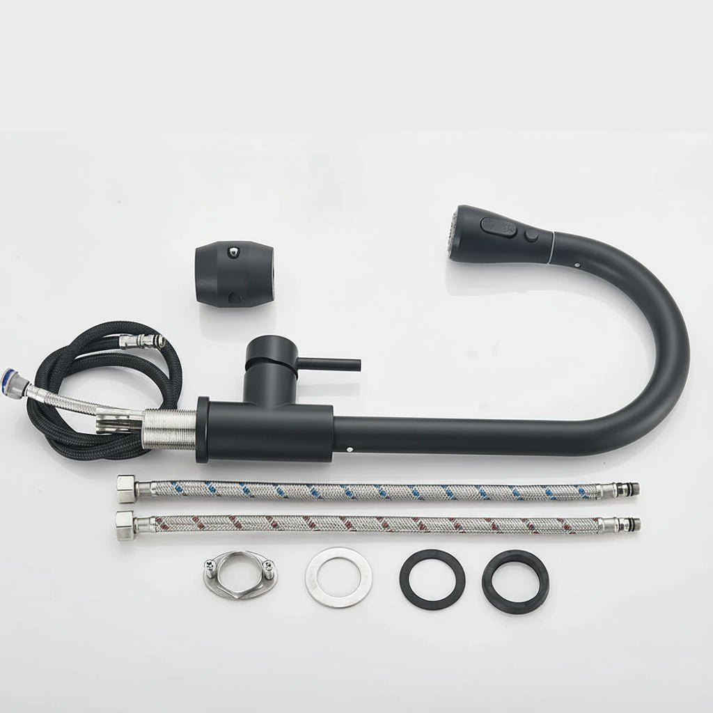 Robinet De Cuisine Extensible En Acier Inoxydable Avec Douchette Flexible Et Mitigeur Intégré Kitchen Accessories Electro Paris