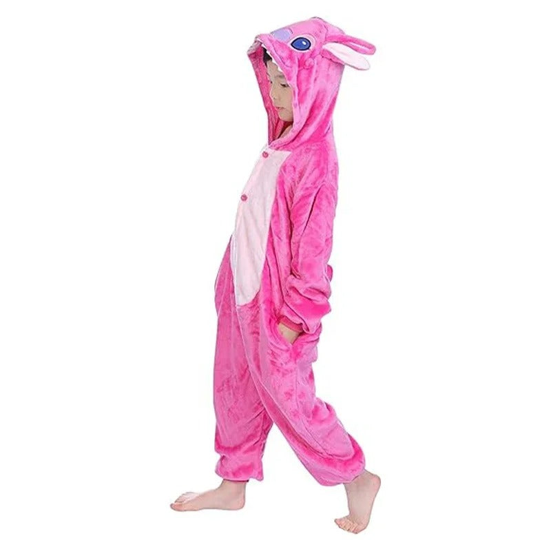 Onesie Enfant Stitch En Flanelle Douce Avec Capuche Et Détails Amusants Costumes Electro Paris