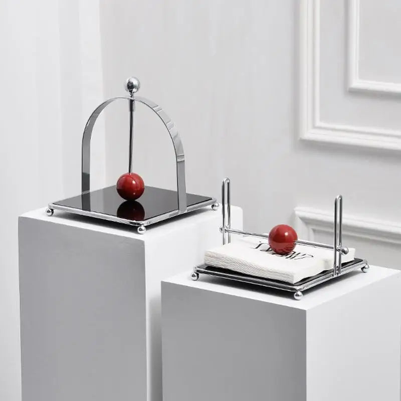 Porte-Serviettes Avec Boule En Bois Et Acier Inoxydable Pour Cuisine Et Table Élégante Napkin Holder Electro Paris