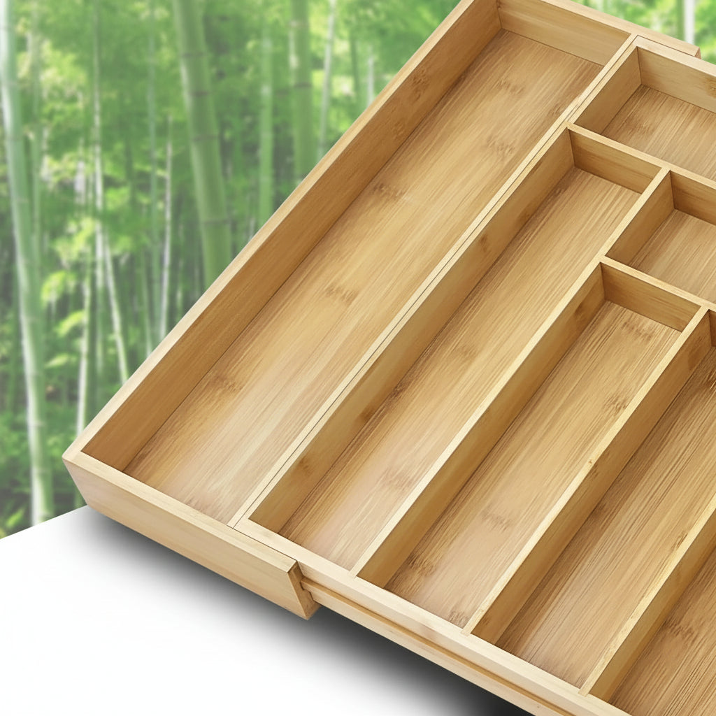 Organisateur De Couverts En Bambou Écologique Et Extensible Pour Tiroirs De Cuisine Multifonctionnel Flatware trays Electro Paris