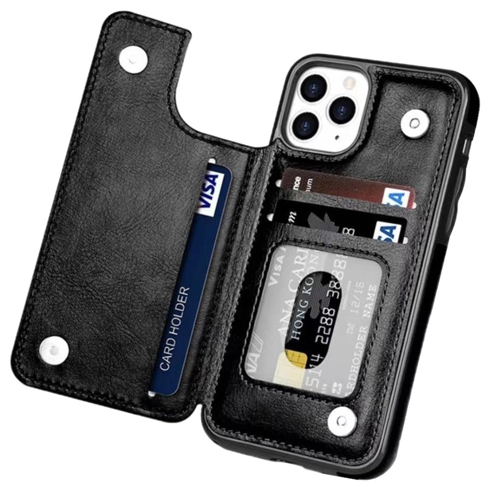 Coque iPhone – Étui en Cuir de Luxe avec Fentes Cartes et Fermeture Magnétique Phone case Electro Paris