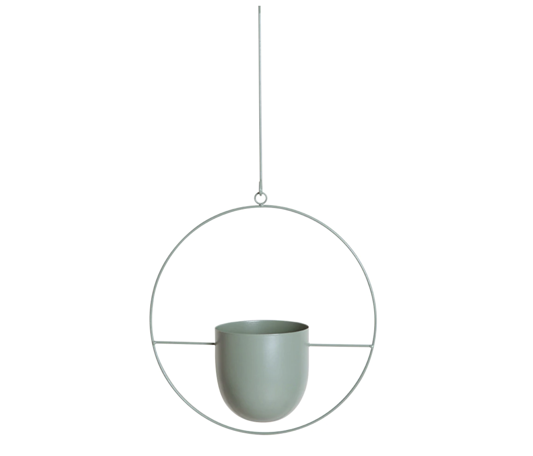 Vase Suspendu Élégant Pour Plantes D’Intérieur En Métal Minimaliste Plant Cages & Supports Electro Paris Menthe Cercle
