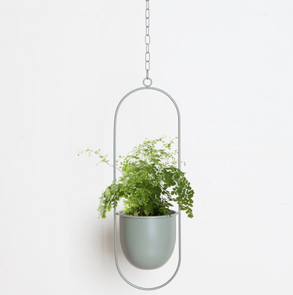 Vase Suspendu Élégant Pour Plantes D’Intérieur En Métal Minimaliste Plant Cages & Supports Electro Paris Crème Ovale