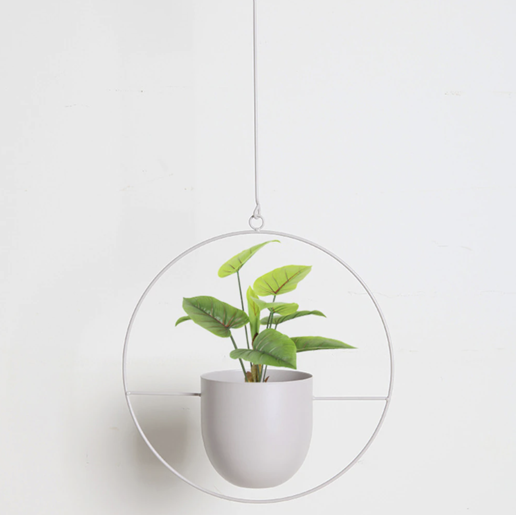 Vase Suspendu Élégant Pour Plantes D’Intérieur En Métal Minimaliste Plant Cages & Supports Electro Paris Crème Cercle