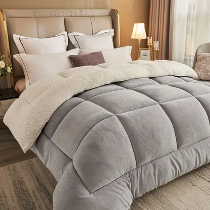 Parure de Lit Sherpa – Chaleur Douillette et Confort Haut de Gamme pour l’Hiver Bedding Electro Paris Gris Double