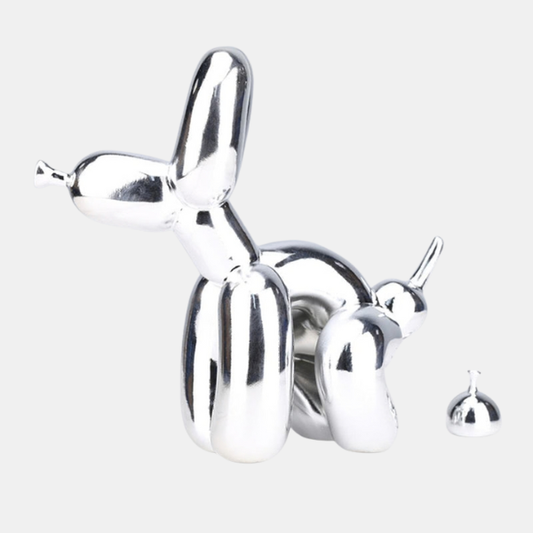 Sculpture Chien Ballon – Art Ludique et Élégant Sculptures Electro Paris Argent Électrolytique
