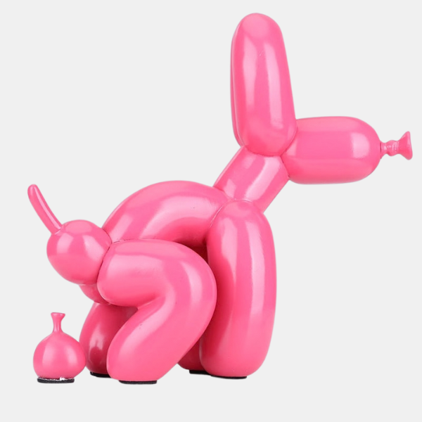 Sculpture Chien Ballon – Art Ludique et Élégant Sculptures Electro Paris Poudre de Cerise