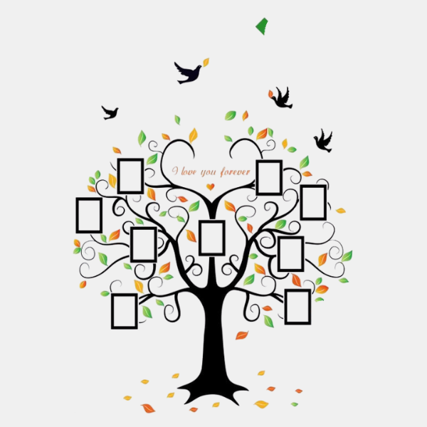 Sculpture d'Arbre Généalogique en Cœur – Lot de 2 Statues en Bois pour Décoration Autocollants muraux et fresques Electro Paris