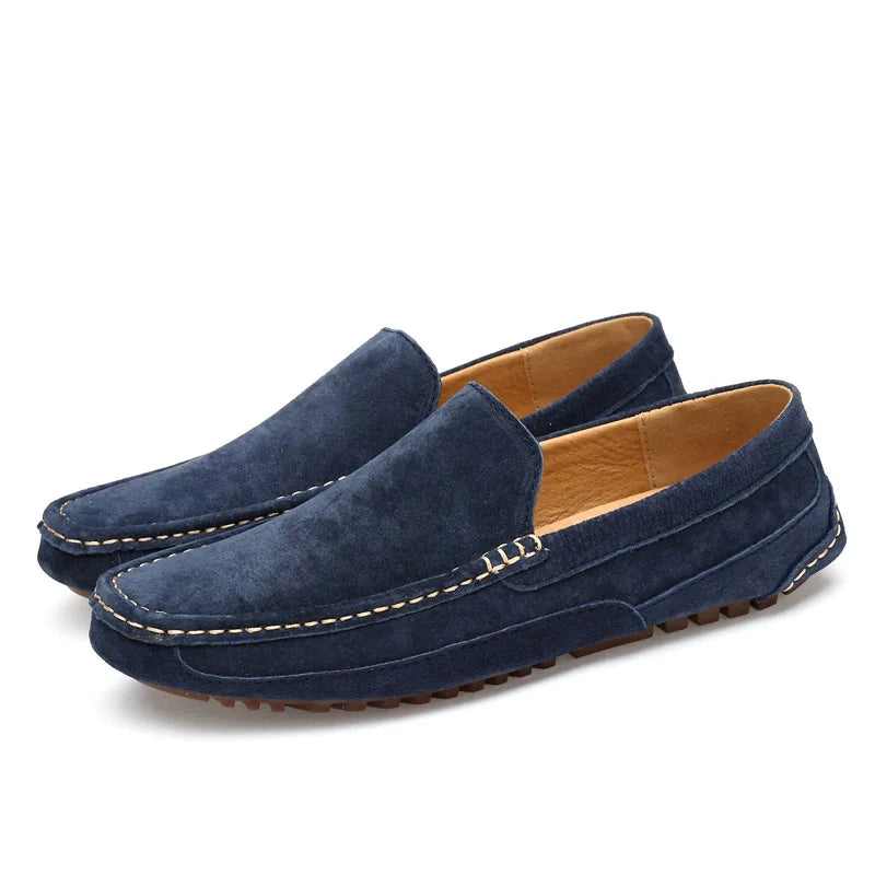 Mocassins En Daim Classiques Pour Homme Alliant Élégance Décontractée Et Confort Supérieur Shoes for Men Electro Paris Marine Bleu 40