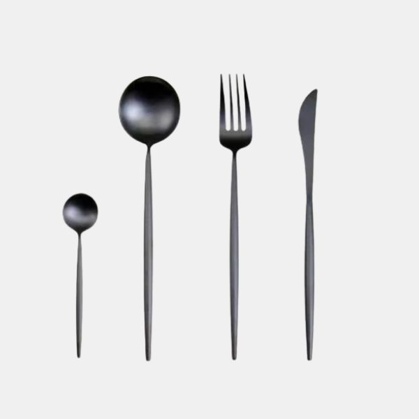 Service de Couverts Bicolores pour 6 Personnes – Ménagère de Luxe Or et Argent en Acier Inoxydable Couverts Sets Electro Paris Noir