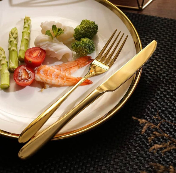 Service de Couverts Dorés en Acier Inoxydable – Design Goutte Élégant Electro Paris
