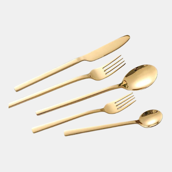 Service de Couverts Moderne pour 6 Personnes – Ménagère 30 Pièces en Acier Inoxydable Couverts Electro Paris Or 25 pièces