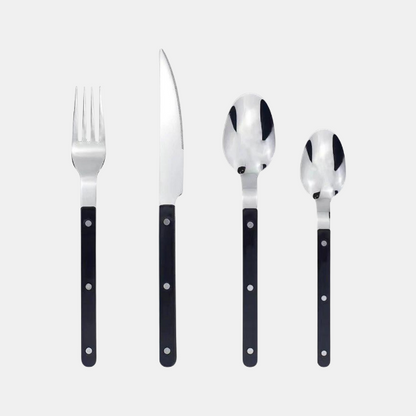 Service de Couverts Style Bistro pour 6 Personnes – Ménagère 24 Pièces en Acier Inoxydable Ensembles de couverts Electro Paris Noir