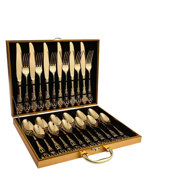 Service de Couverts Dorés en Acier Inoxydable – Design Goutte Élégant Electro Paris Or