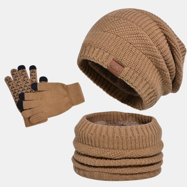 Set Hiver Tricoté – Bonnet, Écharpe et Gants Élégants Scarf and Gloves Set Electro Paris Vert olive