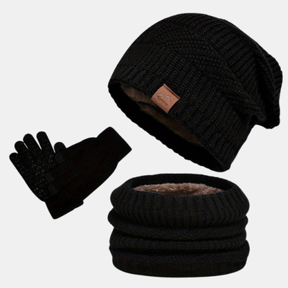 Set Hiver Tricoté – Bonnet, Écharpe et Gants Élégants Scarf and Gloves Set Electro Paris Noir