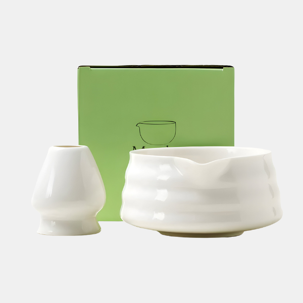 Set Matcha en Céramique – Tradition et Détente à la Maison Narzędzia i akcesoria do matchy Electro Paris Bol + support pour fouet Blanc