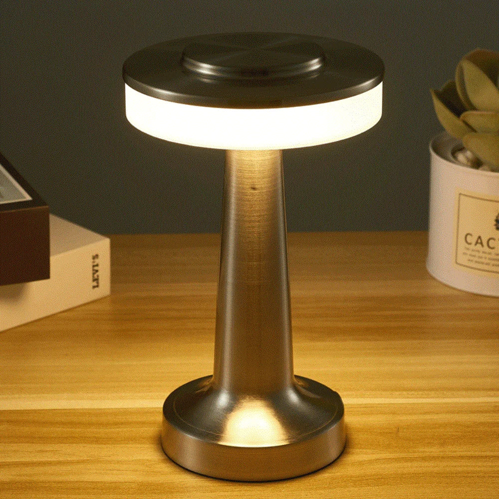 Lampe De Table Chrome Design Industriel Avec Lumière Tactile Et Réglable Pour Salon Et Bureau Lampe de table Electro Paris Argent (Disque)